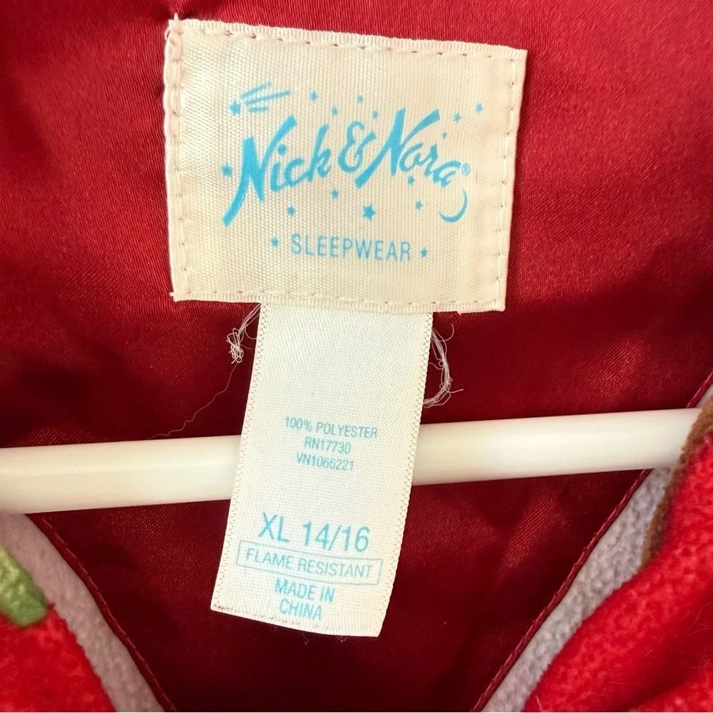 Nick & Nora Red Gingerbread House Sock Monkey Christmas Pajama Set XL/(14/16)